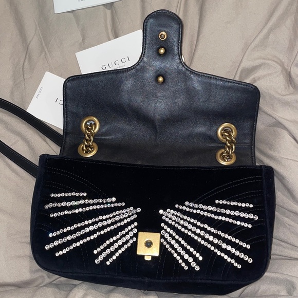 Gucci GG marmont crystal embellished velvet Crossbody bag - Picture 12 of 17